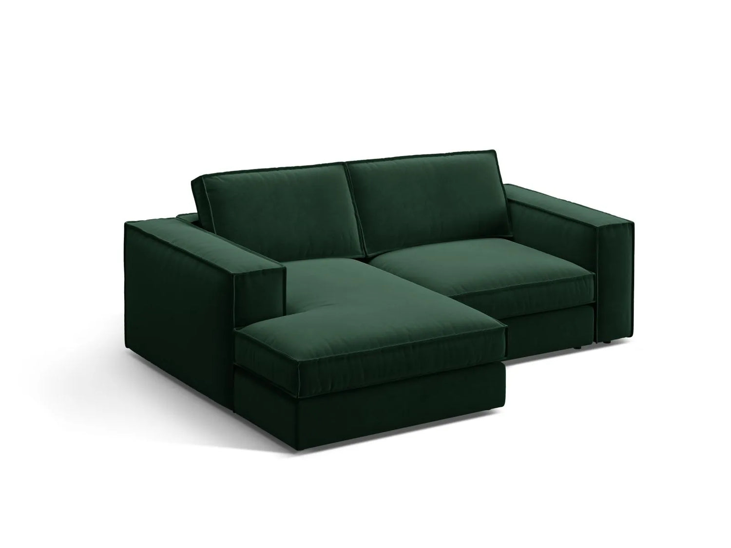 Pola 2-Sitzer Ecksofa, Linke Seite, aus Samt in Flaschengrün (Salvador 7), 226x158 cm von Micadoni – Bild 3