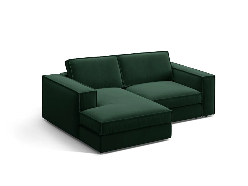 Pola 2-Sitzer Ecksofa, Linke Seite, aus Samt in Flaschengrün (Salvador 7), 226x158 cm von Micadoni – Bild 3