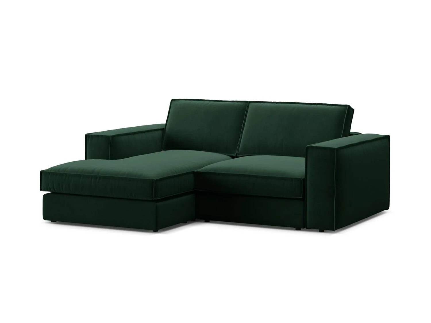 Pola 2-Sitzer Ecksofa, Linke Seite, aus Samt in Flaschengrün (Salvador 7), 226x158 cm von Micadoni – Bild 4