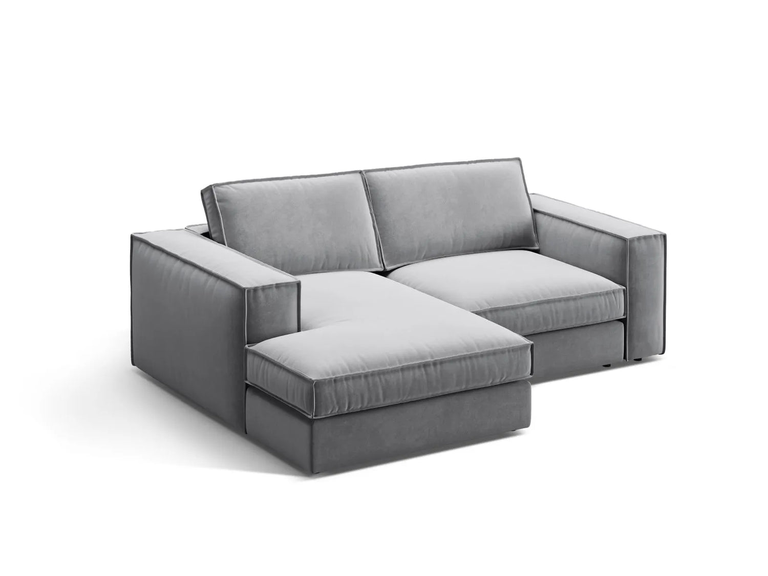 Pola 2-Sitzer Ecksofa, Linke Seite, aus Samt in Grau (Salvador 17), 226x158 cm von Micadoni – Bild 3