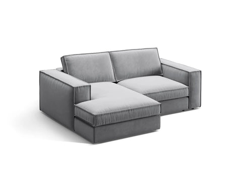 Pola 2-Sitzer Ecksofa, Linke Seite, aus Samt in Grau (Salvador 17), 226x158 cm von Micadoni – Bild 3