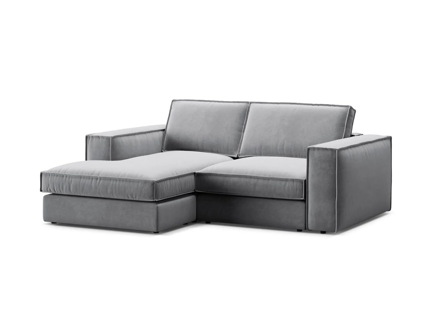 Pola 2-Sitzer Ecksofa, Linke Seite, aus Samt in Grau (Salvador 17), 226x158 cm von Micadoni – Bild 4