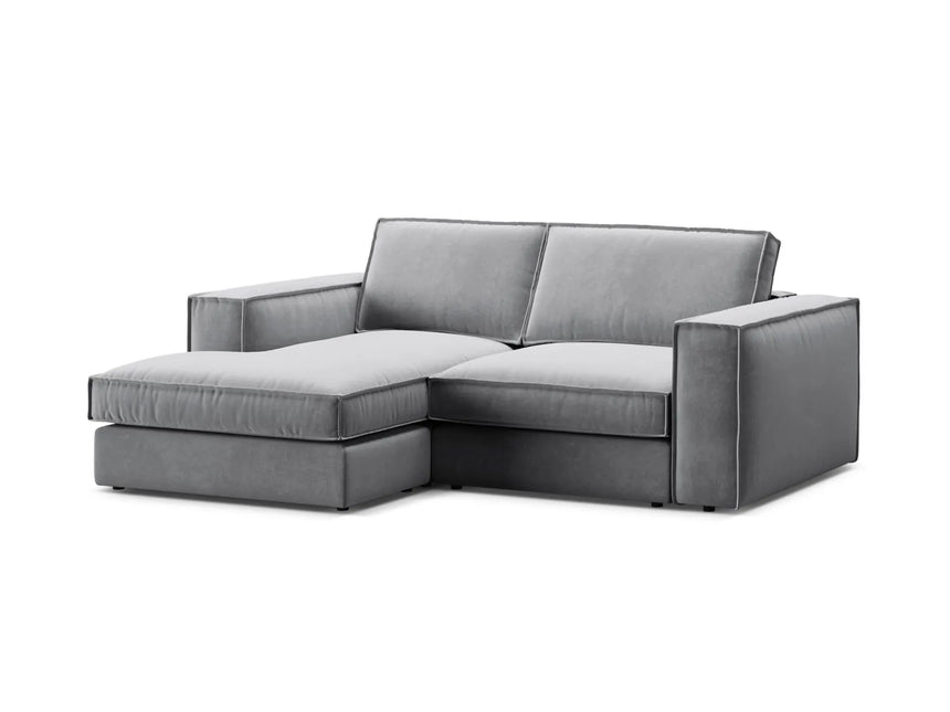 Pola 2-Sitzer Ecksofa, Linke Seite, aus Samt in Grau (Salvador 17), 226x158 cm von Micadoni – Bild 4