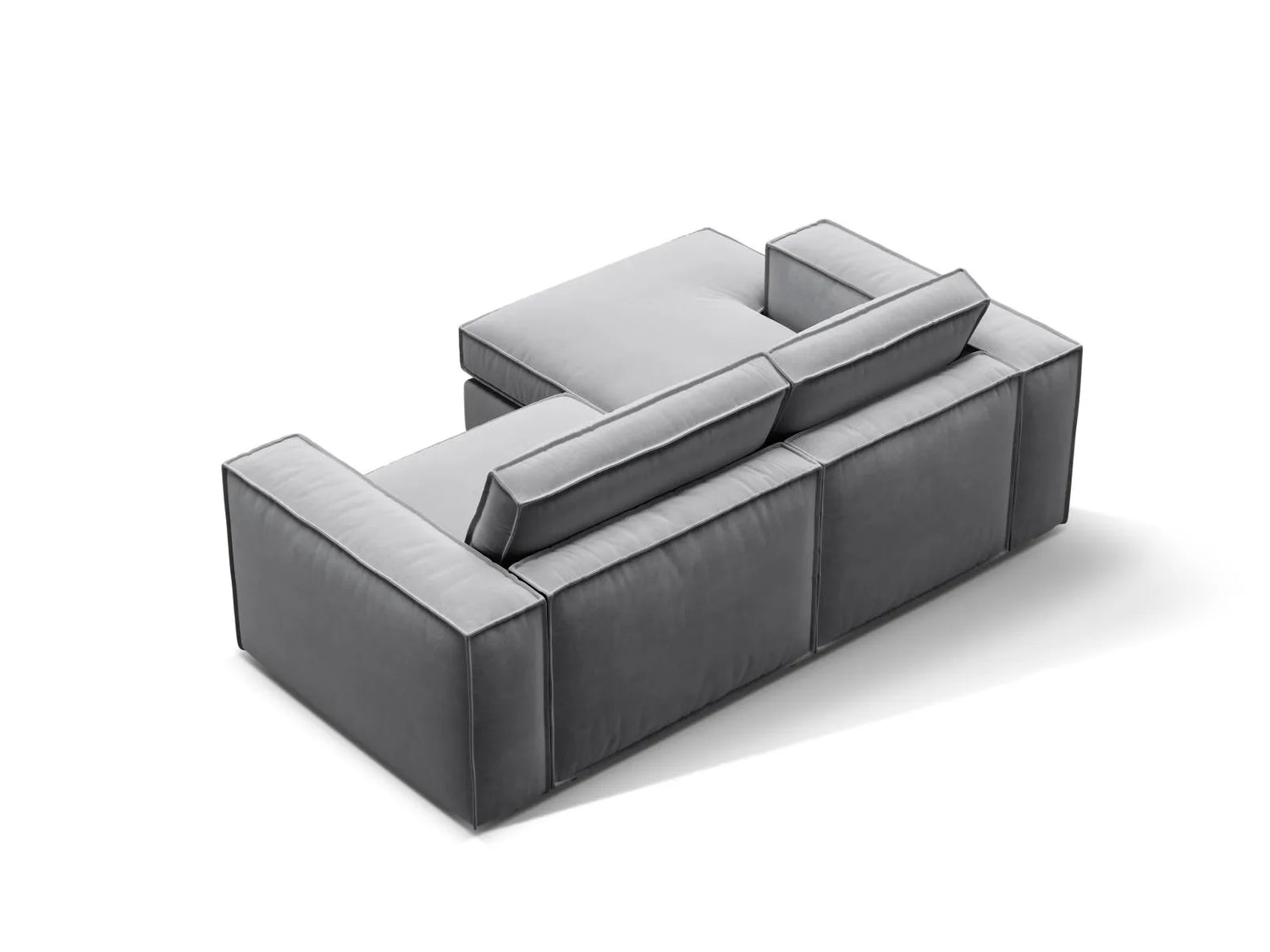 Pola 2-Sitzer Ecksofa, Linke Seite, aus Samt in Grau (Salvador 17), 226x158 cm von Micadoni – Bild 5