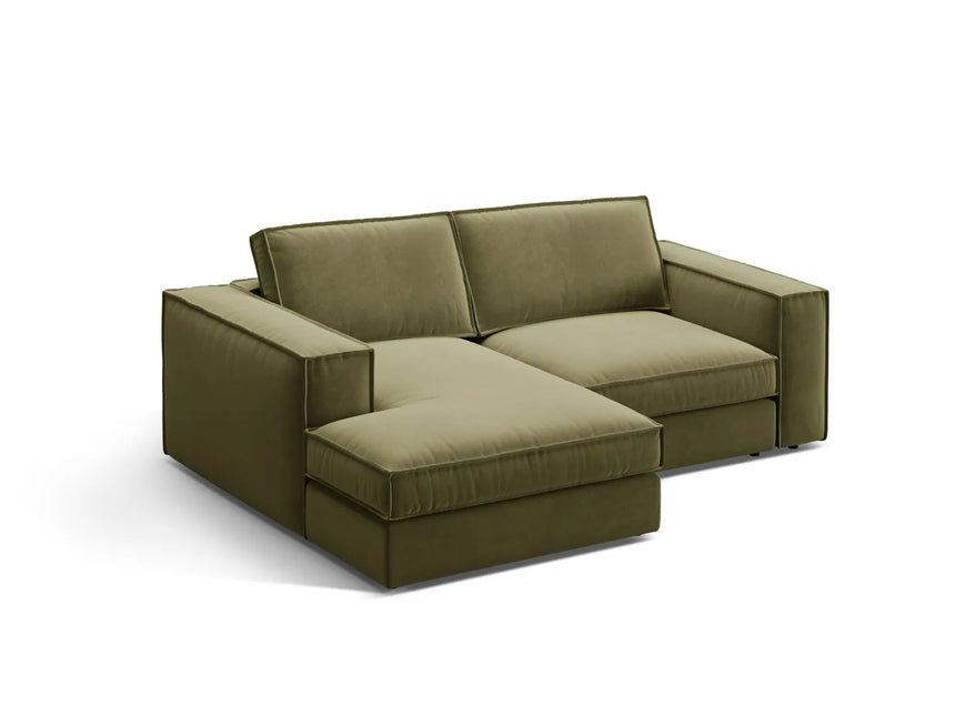 Pola 2-Sitzer Ecksofa, Linke Seite, aus Samt in Grün (Salvador 8), 226x158 cm von Micadoni – Bild 3