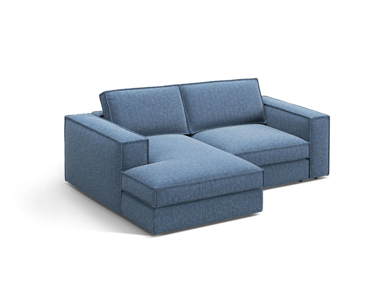 Pola 2-Sitzer Ecksofa, Linke Seite, aus Strukturierter Stoff in Dunkelblau (BABEL BLUE), 226x158 cm von Micadoni – Bild 3