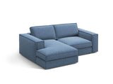Pola 2-Sitzer Ecksofa, Linke Seite, aus Strukturierter Stoff in Dunkelblau (BABEL BLUE), 226x158 cm von Micadoni – Bild 3