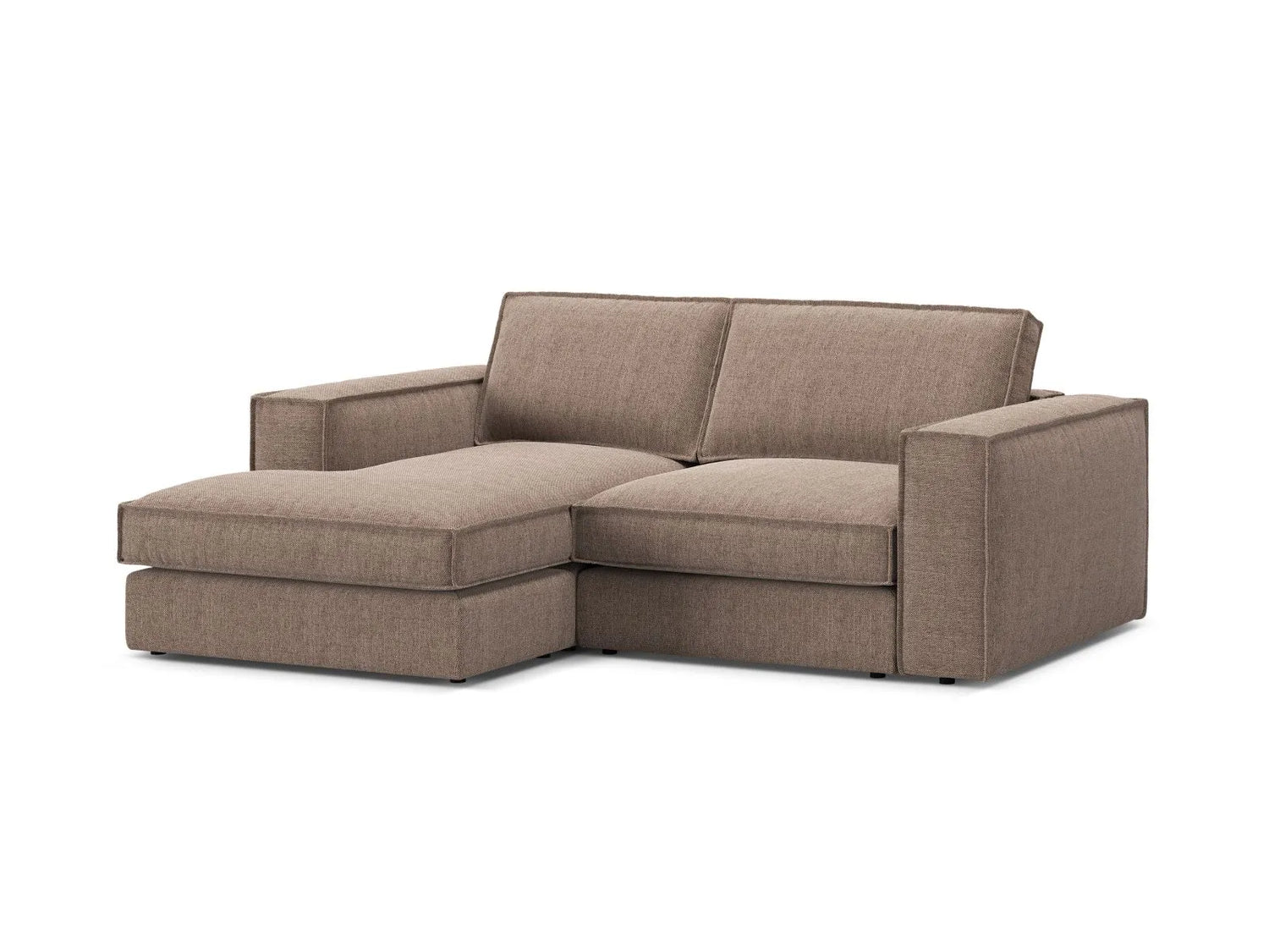 Pola 2-Sitzer Ecksofa, Linke Seite, aus Strukturierter Stoff in Hellbraun (BABEL TAUPE), 226x158 cm von Micadoni – Bild 4
