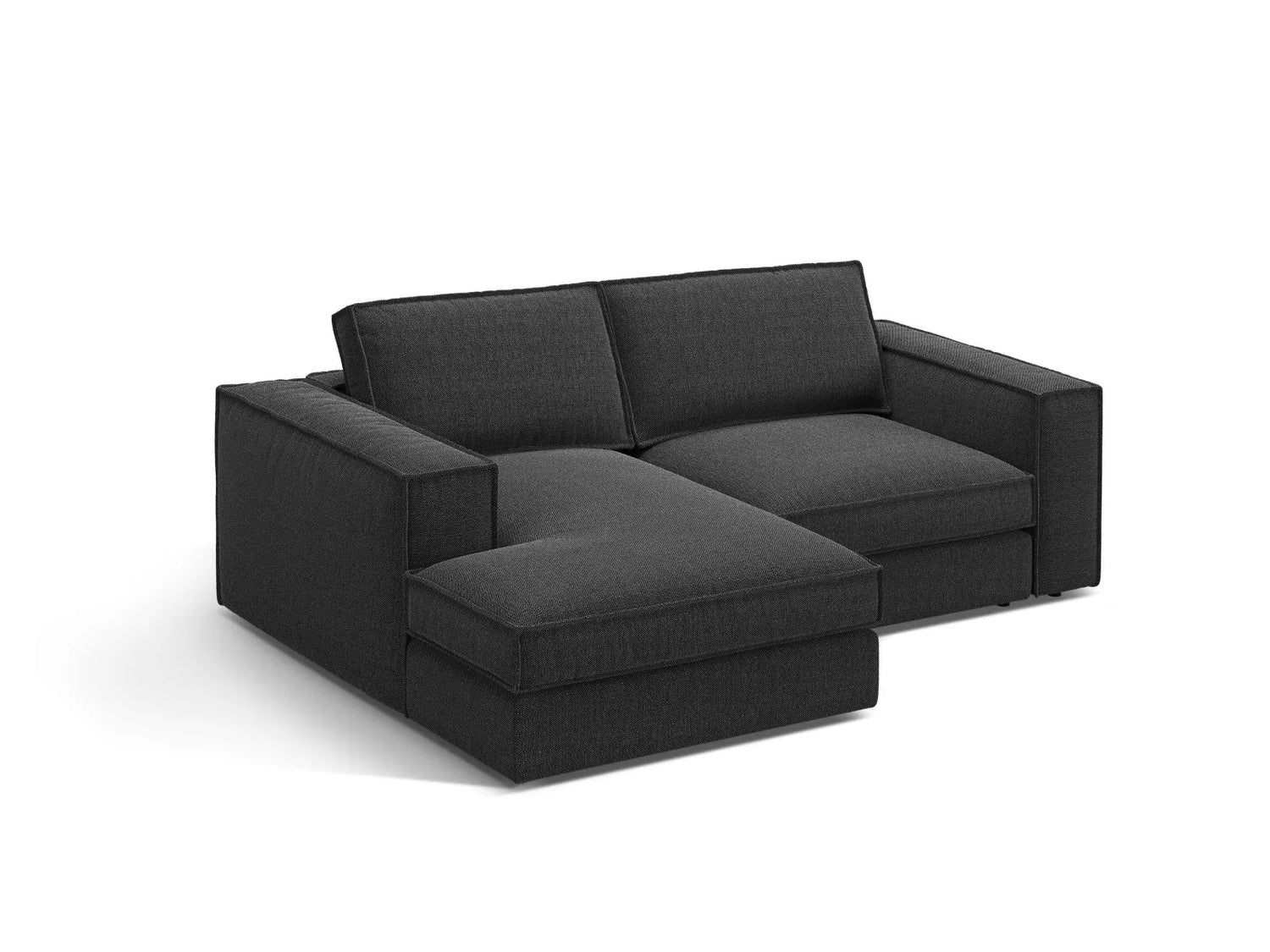 Pola 2-Sitzer Ecksofa, Linke Seite, aus Strukturierter Stoff in Schwarz (BABEL BLACK), 226x158 cm von Micadoni – Bild 3