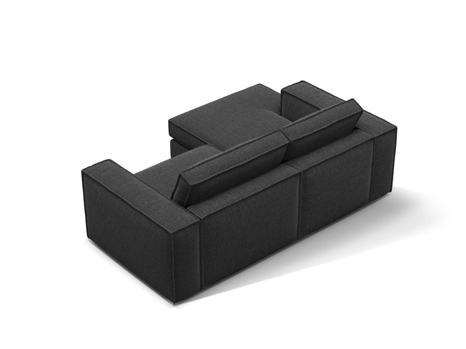 Pola 2-Sitzer Ecksofa, Linke Seite, aus Strukturierter Stoff in Schwarz (BABEL BLACK), 226x158 cm von Micadoni – Bild 5