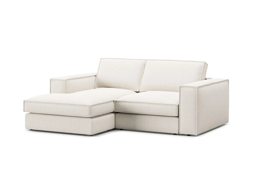 Pola 2-Sitzer Ecksofa, Linke Seite, aus Strukturierter Stoff in Weiß (BABEL WHITE), 226x158 cm von Micadoni – Bild 4