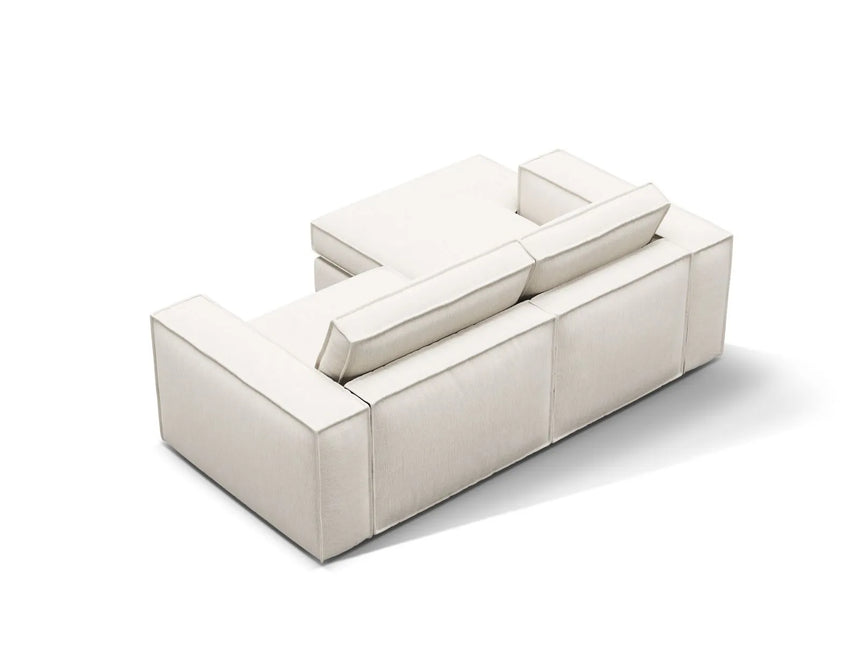 Pola 2-Sitzer Ecksofa, Linke Seite, aus Strukturierter Stoff in Weiß (BABEL WHITE), 226x158 cm von Micadoni – Bild 5