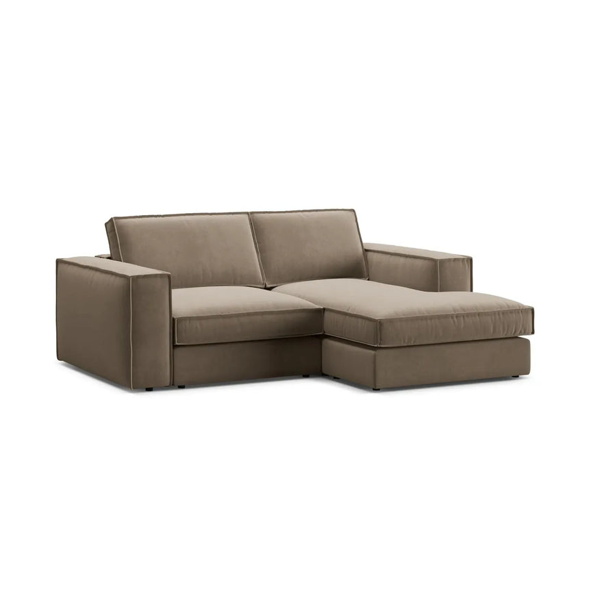 Pola 2-Sitzer Ecksofa, Rechte Seite, aus Samt oder Strukturstoff, 226x158 cm - ZEN ZONE Furniture