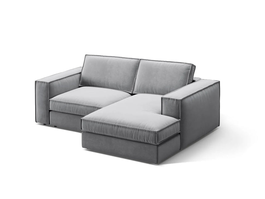 Pola 2-Sitzer Ecksofa, Rechte Seite, aus Samt in Grau (Salvador 17), 226x158 cm von Micadoni – Bild 3