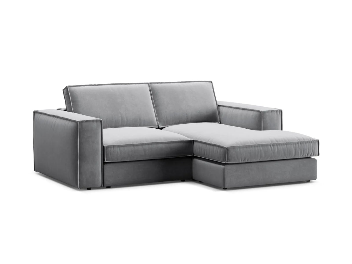 Pola 2-Sitzer Ecksofa, Rechte Seite, aus Samt in Grau (Salvador 17), 226x158 cm von Micadoni – Bild 4