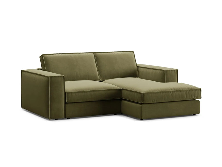 Pola 2-Sitzer Ecksofa, Rechte Seite, aus Samt in Grün (Salvador 8), 226x158 cm von Micadoni – Bild 4