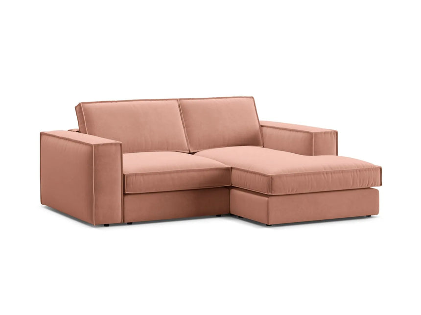 Pola 2-Sitzer Ecksofa, Rechte Seite, aus Samt in Rosa (Salvador 11), 226x158 cm von Micadoni – Bild 4