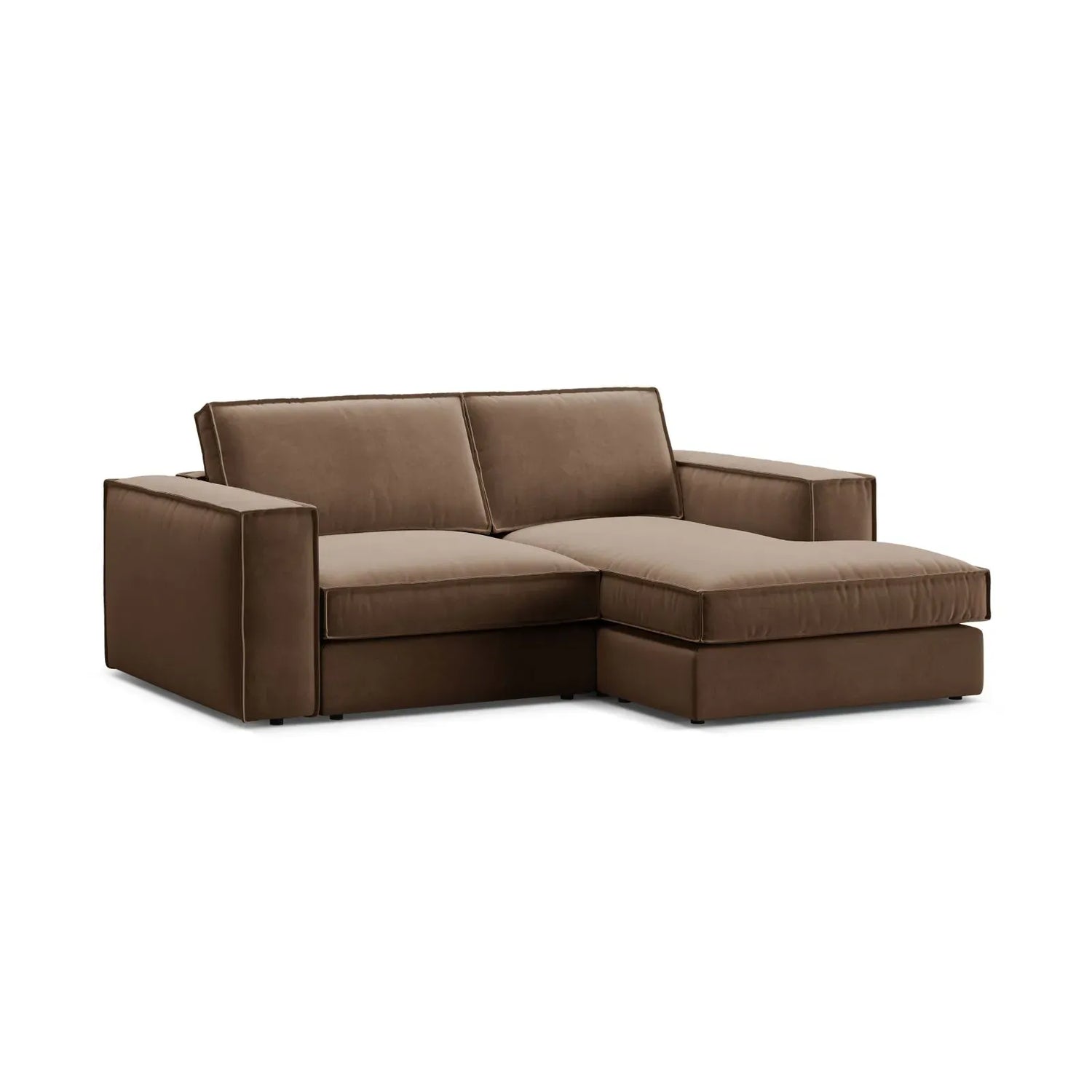 Pola 2-Sitzer Ecksofa, Rechte Seite, aus Samt oder Strukturstoff, 226x158 cm - ZEN ZONE Furniture