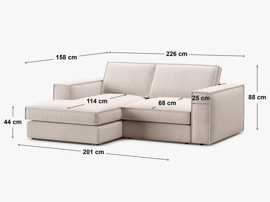 Pola 2-Sitzer Ecksofa, Rechte Seite, aus Strukturierter Stoff in Beige (BABEL TOFFEE), 226x158 cm von Micadoni – Bild 2