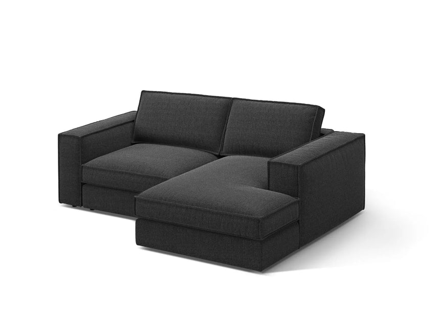 Pola 2-Sitzer Ecksofa, Rechte Seite, aus Strukturierter Stoff in Schwarz (BABEL BLACK), 226x158 cm von Micadoni – Bild 3