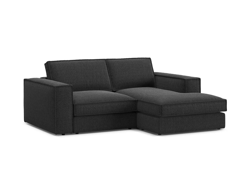 Pola 2-Sitzer Ecksofa, Rechte Seite, aus Strukturierter Stoff in Schwarz (BABEL BLACK), 226x158 cm von Micadoni – Bild 4