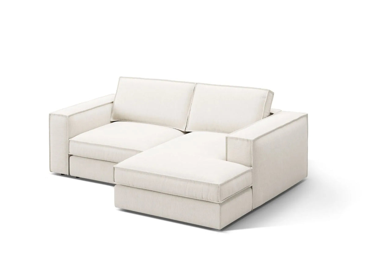 Pola 2-Sitzer Ecksofa, Rechte Seite, aus Strukturierter Stoff in Weiß (BABEL WHITE), 226x158 cm von Micadoni – Bild 3