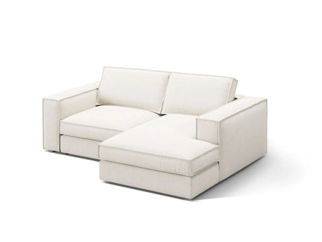 Pola 2-Sitzer Ecksofa, Rechte Seite, aus Strukturierter Stoff in Weiß (BABEL WHITE), 226x158 cm von Micadoni – Bild 3