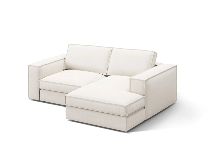 Pola 2-Sitzer Ecksofa, Rechte Seite, aus Strukturierter Stoff in Weiß (BABEL WHITE), 226x158 cm von Micadoni – Bild 3