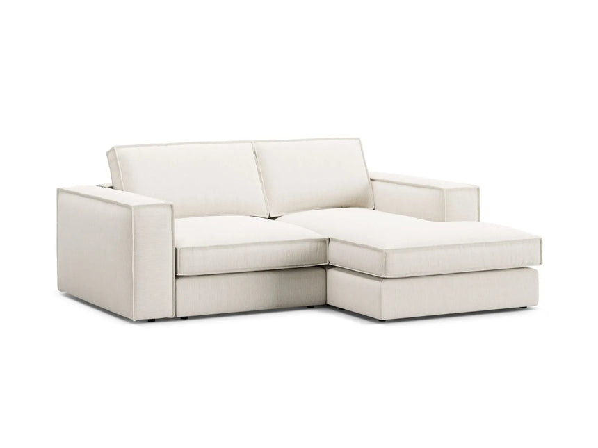 Pola 2-Sitzer Ecksofa, Rechte Seite, aus Strukturierter Stoff in Weiß (BABEL WHITE), 226x158 cm von Micadoni – Bild 4