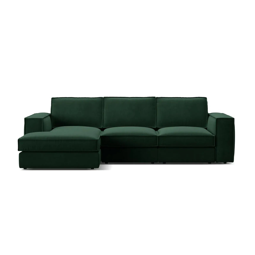 Pola 3-Sitzer Ecksofa, Linke Seite, aus Samt oder Strukturstoff, 284x158 cm - ZEN ZONE Furniture
