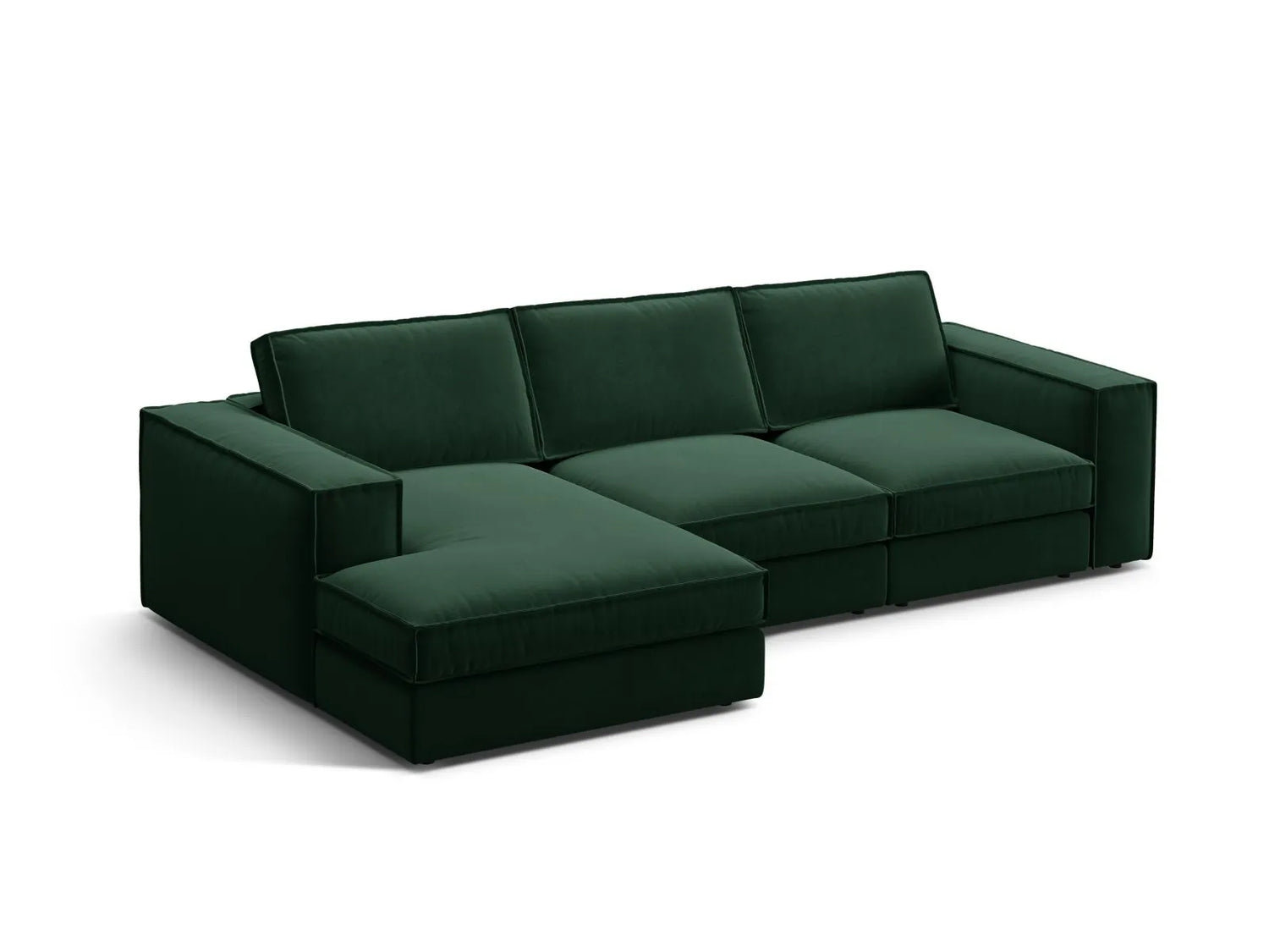 Pola 3-Sitzer Ecksofa, Linke Seite, aus Samt in Flaschengrün (Salvador 7), 284x158 cm von Micadoni – Bild 3