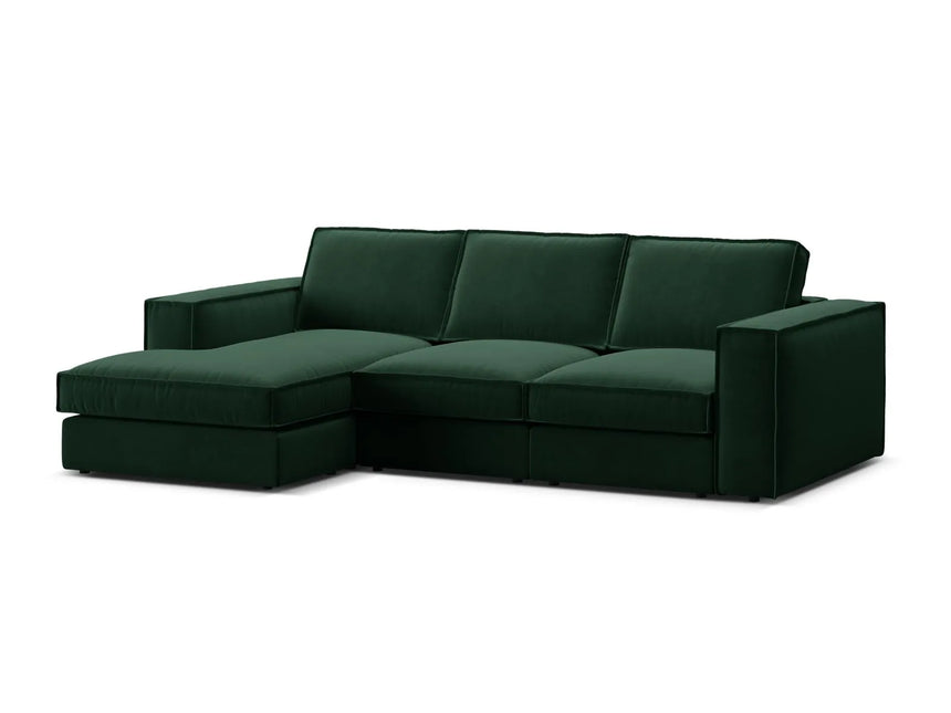 Pola 3-Sitzer Ecksofa, Linke Seite, aus Samt in Flaschengrün (Salvador 7), 284x158 cm von Micadoni – Bild 4
