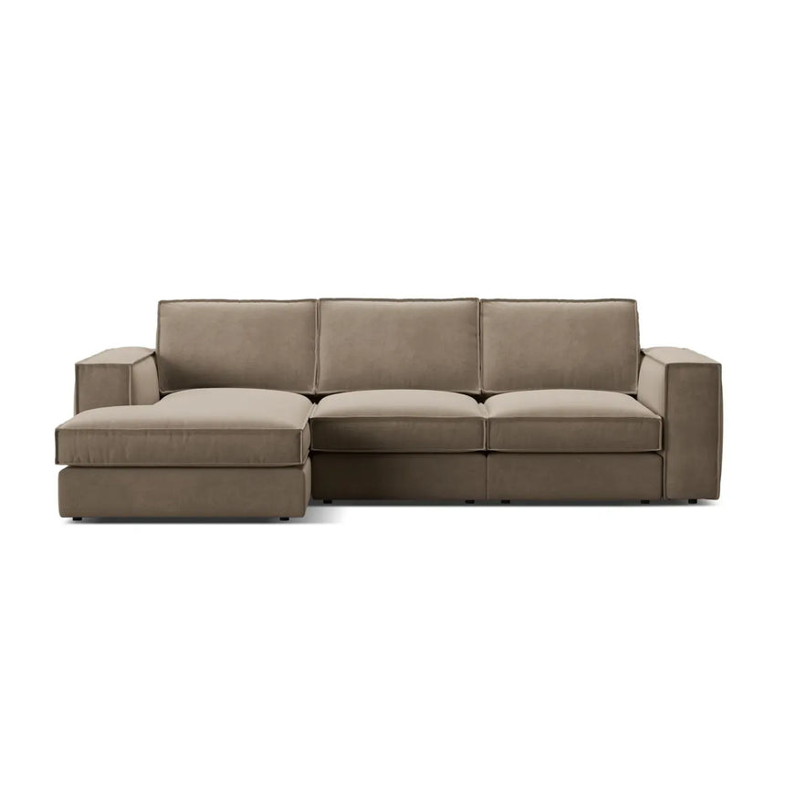 Pola 3-Sitzer Ecksofa, Linke Seite, aus Samt oder Strukturstoff, 284x158 cm - ZEN ZONE Furniture