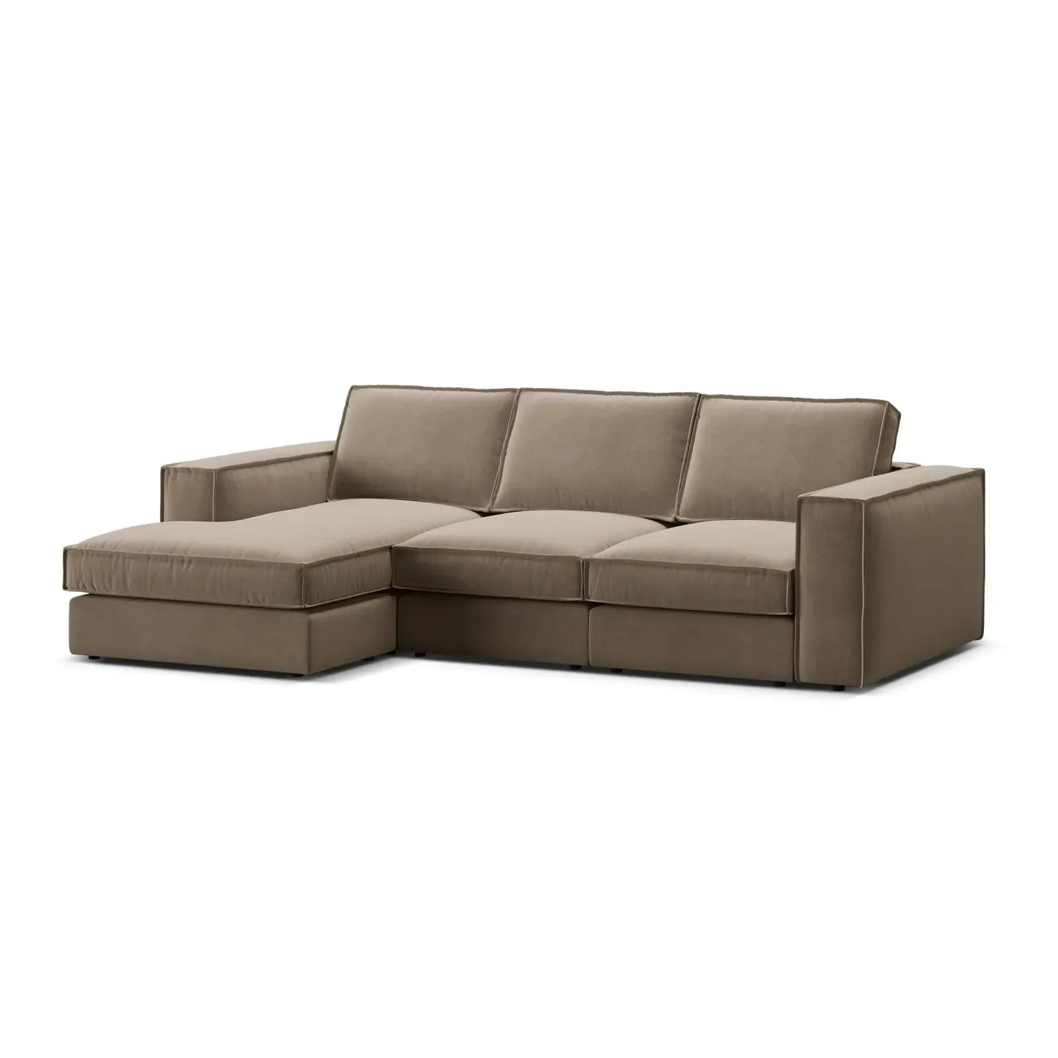 Pola 3-Sitzer Ecksofa, Linke Seite, aus Samt oder Strukturstoff, 284x158 cm - ZEN ZONE Furniture