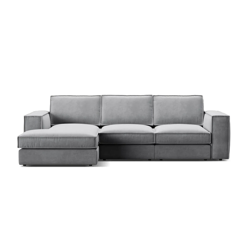 Pola 3-Sitzer Ecksofa, Linke Seite, aus Samt oder Strukturstoff, 284x158 cm - ZEN ZONE Furniture