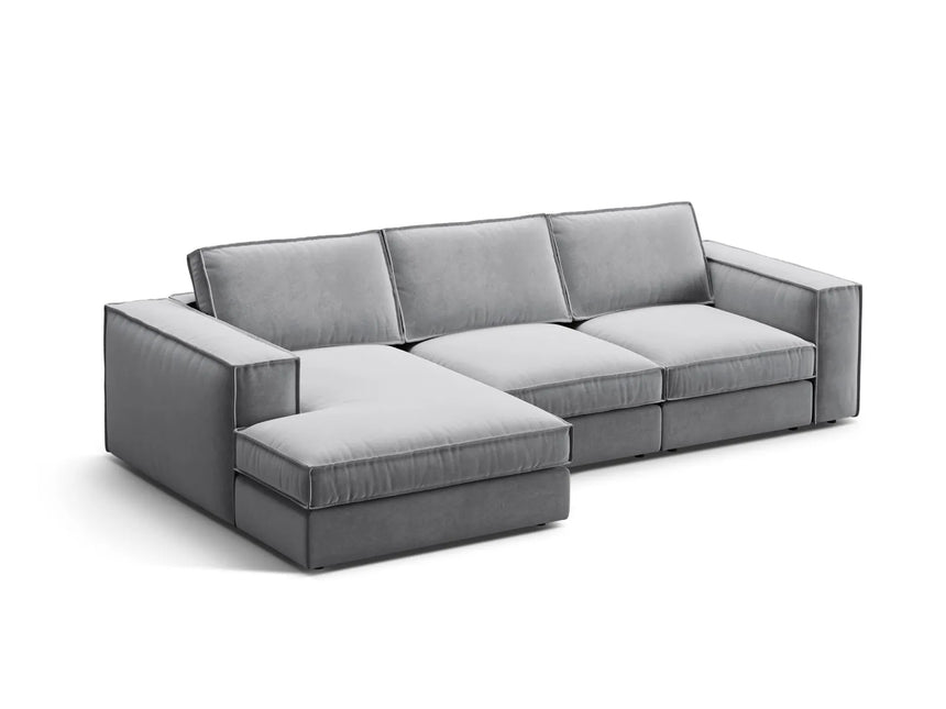 Pola 3-Sitzer Ecksofa, Linke Seite, aus Samt in Grau (Salvador 17), 284x158 cm von Micadoni – Bild 3