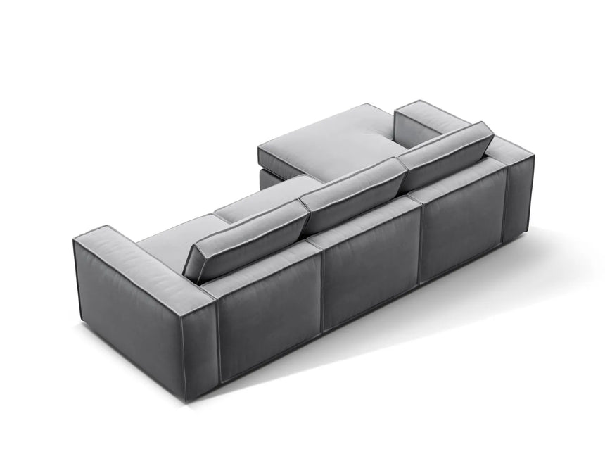 Pola 3-Sitzer Ecksofa, Linke Seite, aus Samt in Grau (Salvador 17), 284x158 cm von Micadoni – Bild 5