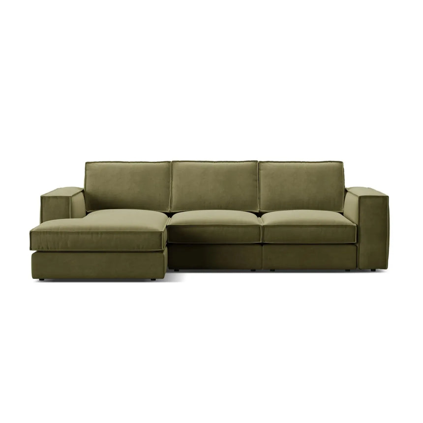Pola 3-Sitzer Ecksofa, Linke Seite, aus Samt oder Strukturstoff, 284x158 cm - ZEN ZONE Furniture