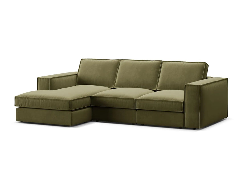 Pola 3-Sitzer Ecksofa, Linke Seite, aus Samt in Grün (Salvador 8), 284x158 cm von Micadoni – Bild 4