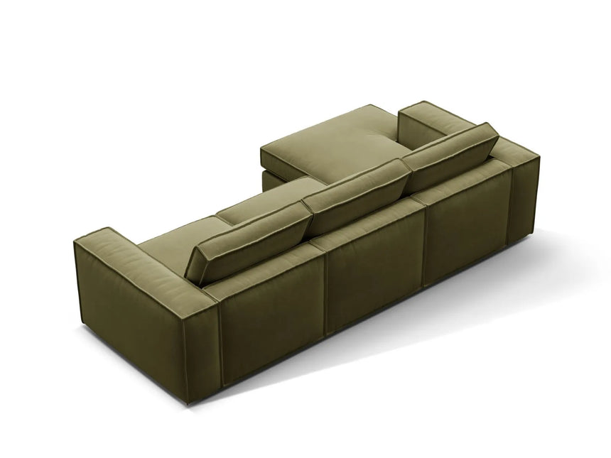Pola 3-Sitzer Ecksofa, Linke Seite, aus Samt in Grün (Salvador 8), 284x158 cm von Micadoni – Bild 5