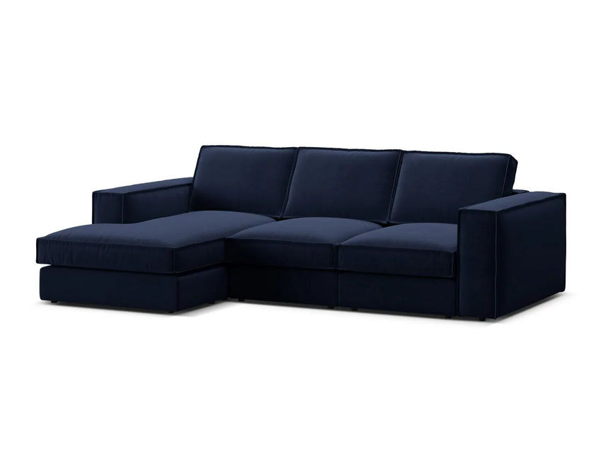 Pola 3-Sitzer Ecksofa, Linke Seite, aus Samt in Königsblau (Salvador 5), 284x158 cm von Micadoni – Bild 4