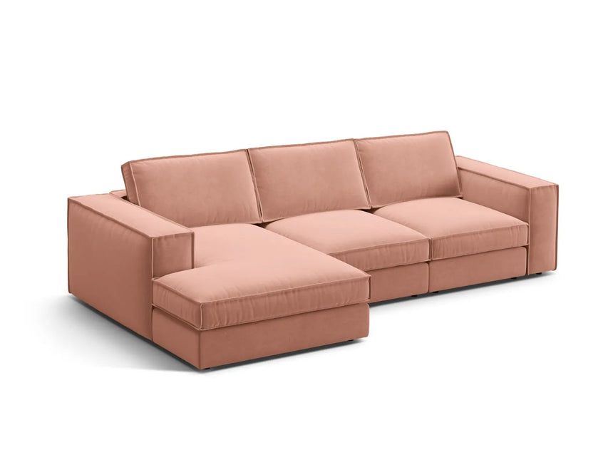 Pola 3-Sitzer Ecksofa, Linke Seite, aus Samt in Rosa (Salvador 11), 284x158 cm von Micadoni – Bild 3