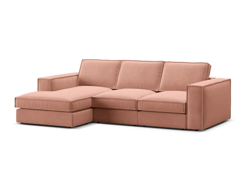 Pola 3-Sitzer Ecksofa, Linke Seite, aus Samt in Rosa (Salvador 11), 284x158 cm von Micadoni – Bild 4