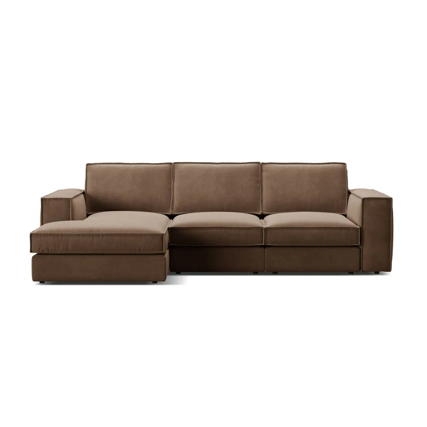 Pola 3-Sitzer Ecksofa, Linke Seite, aus Samt oder Strukturstoff, 284x158 cm - ZEN ZONE Furniture