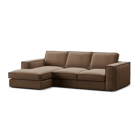 Pola 3-Sitzer Ecksofa, Linke Seite, aus Samt oder Strukturstoff, 284x158 cm - ZEN ZONE Furniture