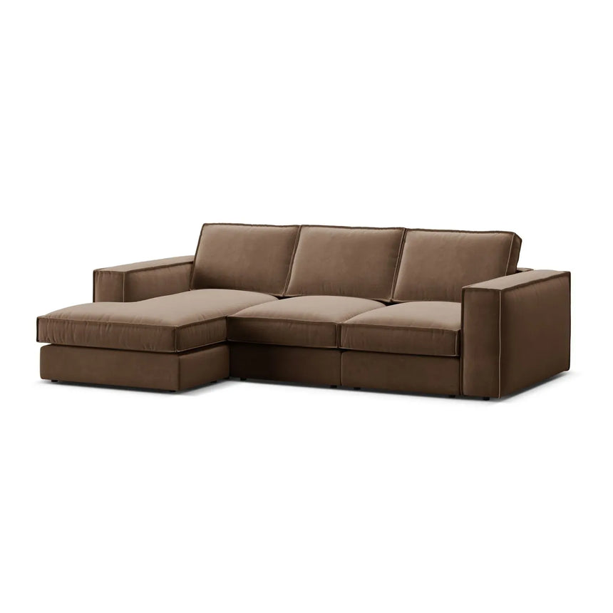 Pola 3-Sitzer Ecksofa, Linke Seite, aus Samt oder Strukturstoff, 284x158 cm - ZEN ZONE Furniture