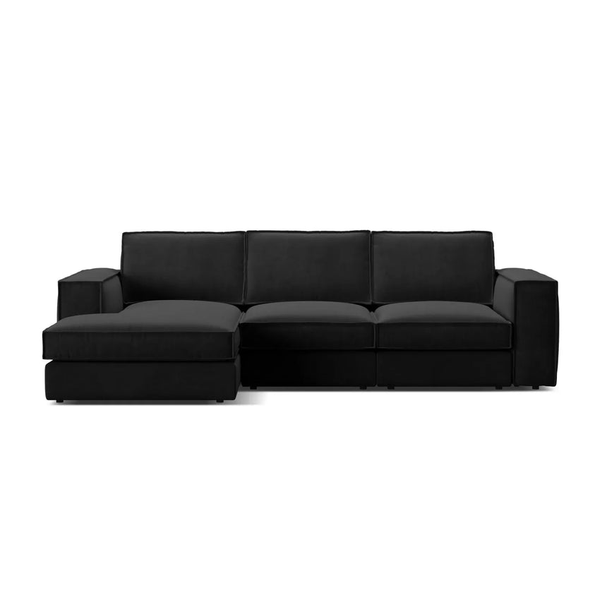 Pola 3-Sitzer Ecksofa, Linke Seite, aus Samt oder Strukturstoff, 284x158 cm - ZEN ZONE Furniture