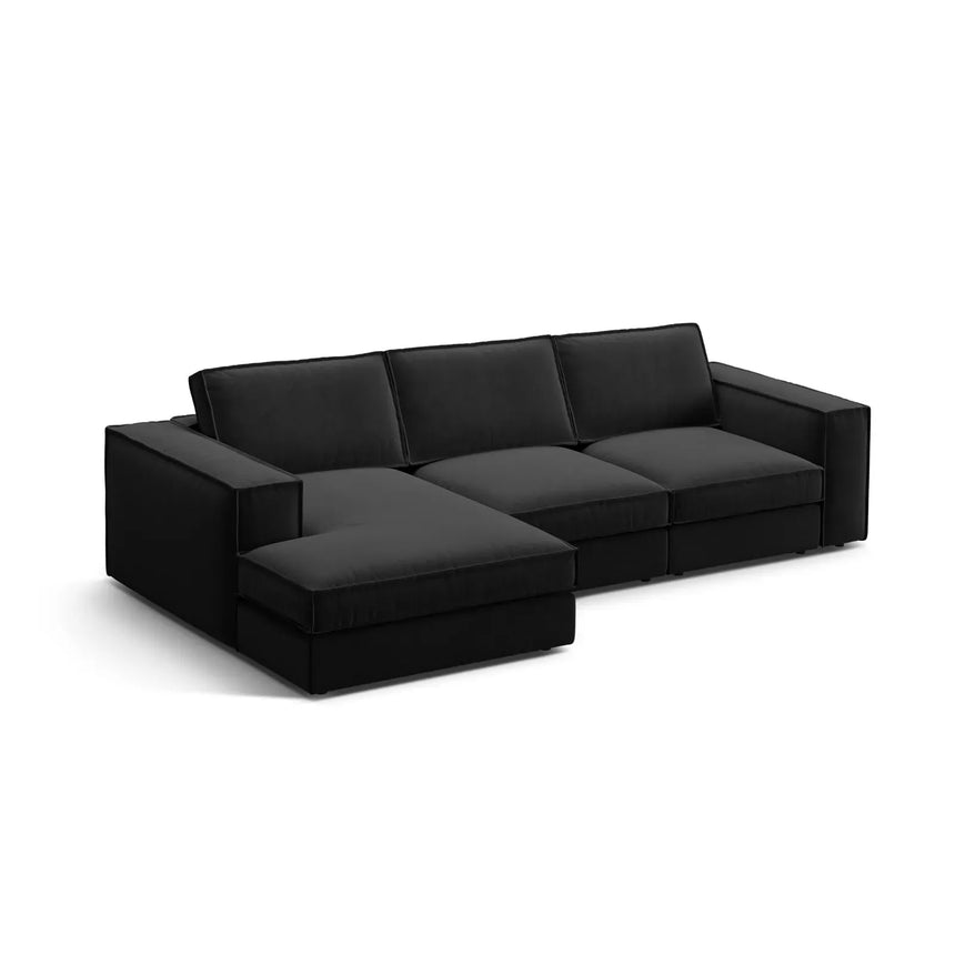 Pola 3-Sitzer Ecksofa, Linke Seite, aus Samt oder Strukturstoff, 284x158 cm - ZEN ZONE Furniture