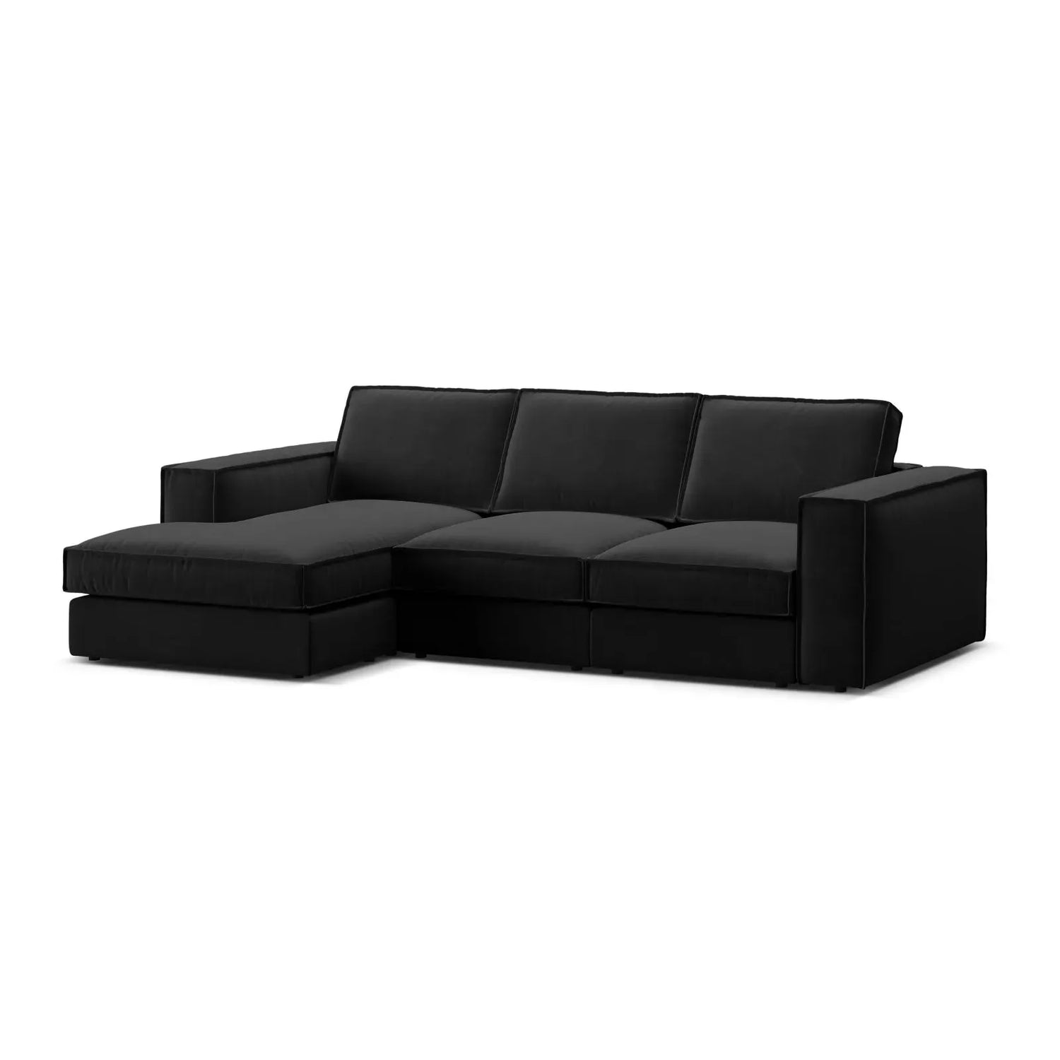 Pola 3-Sitzer Ecksofa, Linke Seite, aus Samt oder Strukturstoff, 284x158 cm - ZEN ZONE Furniture