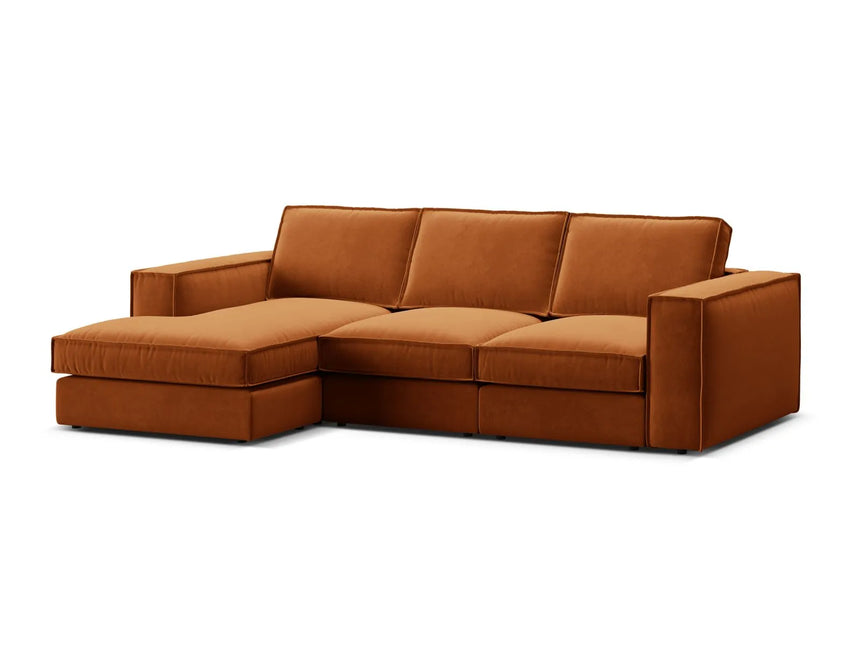 Pola 3-Sitzer Ecksofa, Linke Seite, aus Samt in Terrakotta (Salvador 14), 284x158 cm von Micadoni – Bild 4